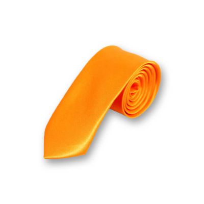 5cm Mango Orange Polyester Solid Skinny Tie