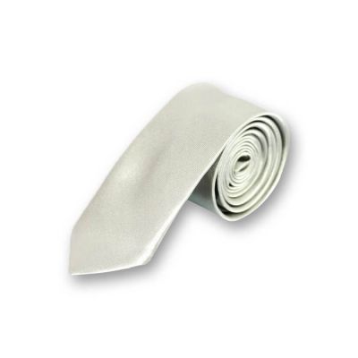 5cm Platinum Polyester Solid Skinny Tie