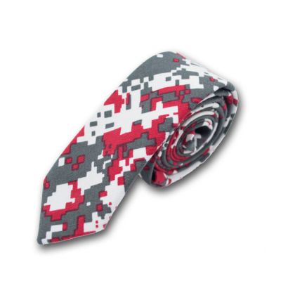 5cm Night, Gray Goose and Red Cotton-Linen Blend Novelty Skinny Tie