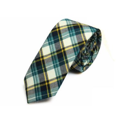 5cm Tiffany Blue, Black Eel, White and Yellow Cotton Plaid Skinny Tie