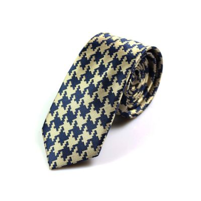 6cm Blonde and Midnight Blue Polyester Novelty Skinny Tie