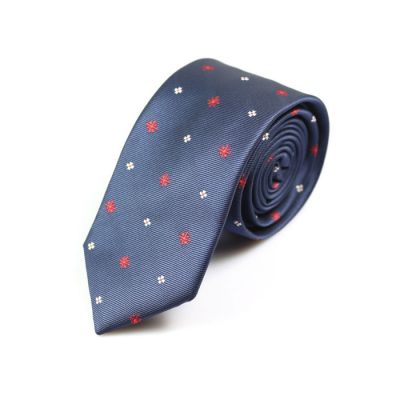 6cm Midnight Blue, Ferrari Red and White Polyester Novelty Skinny Tie
