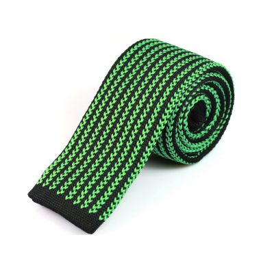 6cm Zombie Green and Black Eel Knit Striped Skinny Tie