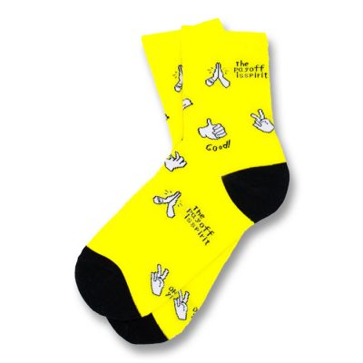 Yellow, Black and White Cotton Novelty Socks