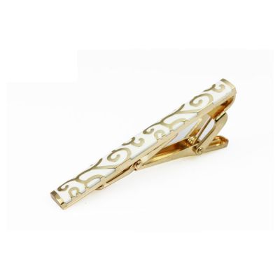 Silver Carved White Tie Bar